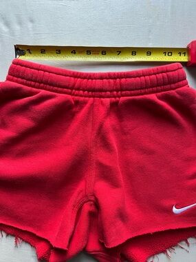 DIY Nike Red Sweat Shorts with White Logo